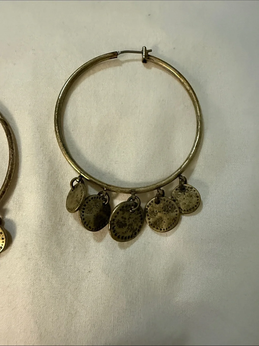 Delicate Gold-Tone Hoop Earrings with Dangle Coin Charms